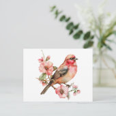Carte Postale Oiseaux et fleurs vintage (Debout devant)