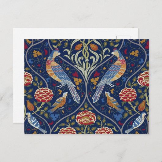 Carte Postale Oiseaux et fleurs, William Morris (Devant / Derrière)