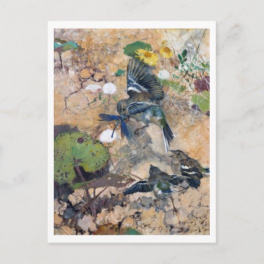 Carte Postale Oiseaux et libellules, Bruno Liljefors (Devant)