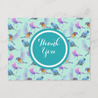 Oiseaux exotiques sauvages Aquarelle Motif Merci