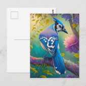 Carte Postale Oiseaux Fantastiques Geai Bleu (Devant / Derrière)