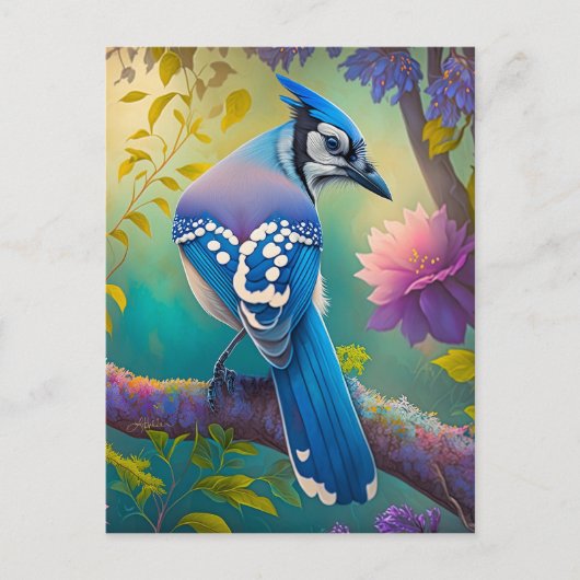 Carte Postale Oiseaux Fantastiques Geai Bleu (Devant)