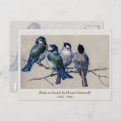 Carte Postale Oiseaux gris bleu sur une branche par Hector Giaco (Devant / Derrière)