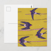 Carte Postale Oiseaux hirondelles (Devant / Derrière)
