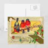 Carte Postale Oiseaux & Houx (Devant / Derrière)
