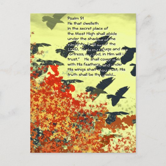 Carte Postale Oiseaux Il te couvrira de ses plumes, (Devant)