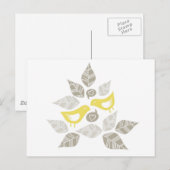 Carte Postale oiseaux jaunes chantant d'amour (Devant / Derrière)
