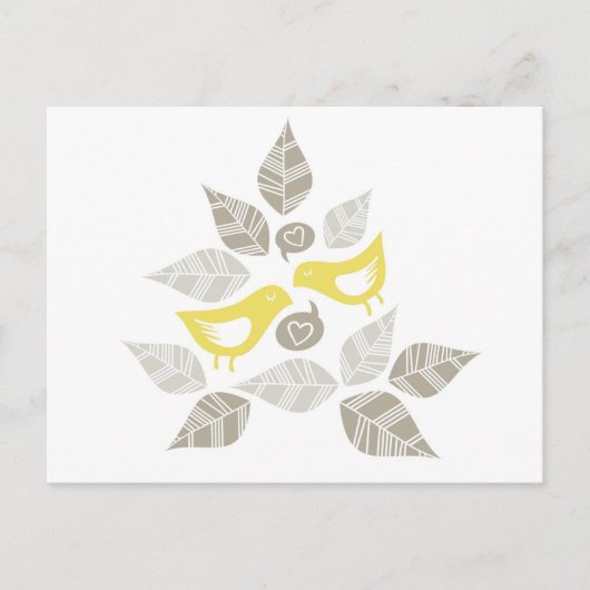 Carte Postale oiseaux jaunes chantant d'amour (Devant)