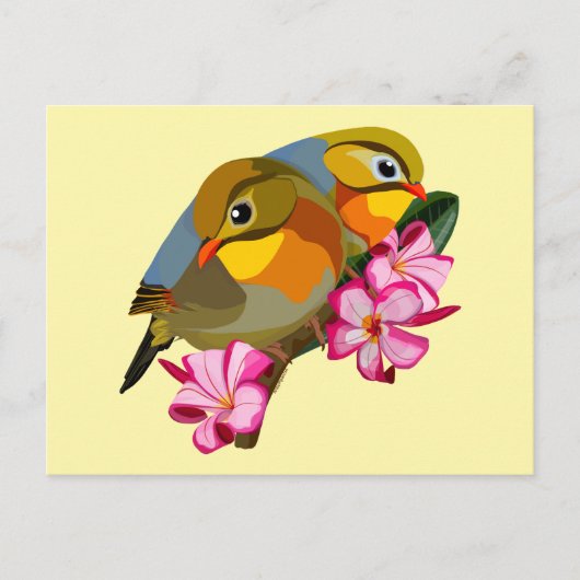 CARTE POSTALE OISEAUX LEIOTHRIX À BILLE ROUGE (Devant)