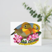 CARTE POSTALE OISEAUX LEIOTHRIX À BILLE ROUGE—ALOHA (Debout devant)