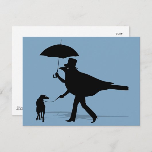 Carte Postale Oiseaux marcher sur un chien (Devant / Derrière)