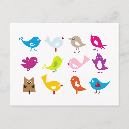 Carte Postale Oiseaux mignons colorés (Devant)