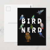 Carte Postale OISEAUX NERD, perroquets, hibou, pigeons, kookabur (Devant / Derrière)