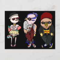 Oiseaux noirs amusants portant des vêtements Illus