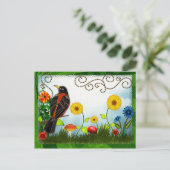 Carte Postale Oiseaux observer l'art populaire Whimsical (Debout devant)