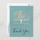 Carte Postale Oiseaux oranges modernes dans un grand Merci d'arb (Devant / Derrière)