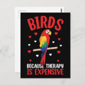 Carte Postale Oiseaux Parce Que La Thérapie Est Coûteuse Perroqu (Devant / Derrière)
