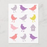 Oiseaux pastel rose et violet avec Birdhouse