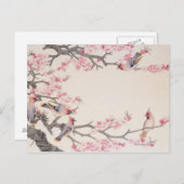 Carte Postale Oiseaux qui chantent au printemps (Devant / Derrière)