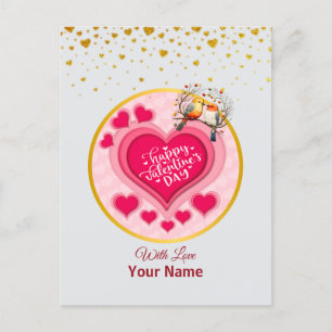 Carte Postale Oiseaux romantiques en Branche Saint-Valentin et c