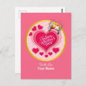 Carte Postale Oiseaux romantiques en Branche Saint-Valentin et c (Devant / Derrière)