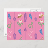 Carte Postale Oiseaux superfilles, abeilles, arbres (Devant / Derrière)