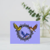 Carte Postale Oiseaux Sur Fleur Violette (Debout devant)