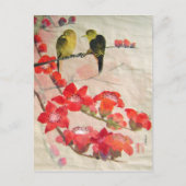 Carte Postale oiseaux sur l'arbre de flore (Devant)