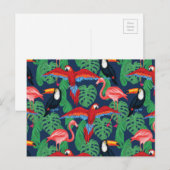 Carte Postale Oiseaux Tropicaux Aux Couleurs Lumineuses (Devant / Derrière)