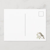 Carte Postale Oiseaux verts fleurs blanches arbre Pensée pour vo (Dos)