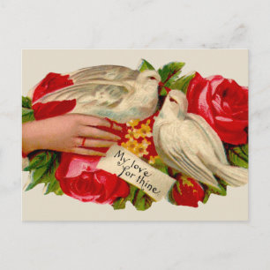 Carte Postale Oiseaux vintage amour victorien colombe art classi