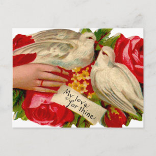 Carte Postale Oiseaux vintage amour victorien colombe art classi