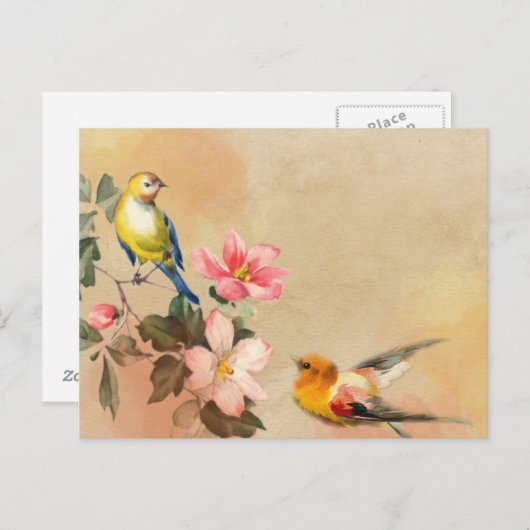 Carte postale Oiseaux vintages (Devant / Derrière)