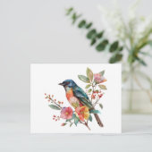 Carte Postale Oiseaux vintages et fleurs (Debout devant)
