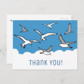Carte Postale Oiseaux volant haut avec un message de Merci. (Devant / Derrière)