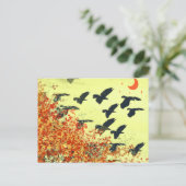 Carte Postale Oiseaux volant Lune rouge (Debout devant)