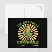 Carte Postale Ok, Mais First Cornhole - Funny Corn hole Joueurs (Devant / Derrière)
