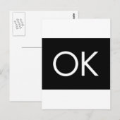 CARTE POSTALE OK NOIR BLANC COMMENTAIRE SENTIMENT OKAY (Devant / Derrière)