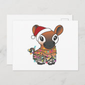 Carte Postale Okapi Noël Neige Animaux d'hiver Okapis Postcar (Devant / Derrière)