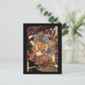 Carte Postale Oki no Jiro Hiroari tuant le monstre Kuniyoshi Fin (Debout devant)