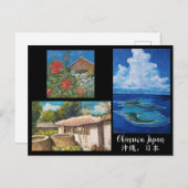Carte postale Okinawa avec trois peintures origina (Devant / Derrière)