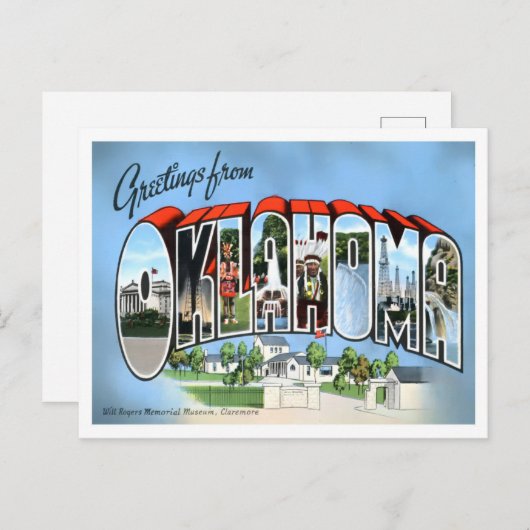 Carte postale Oklahoma Big Letters (Devant / Derrière)