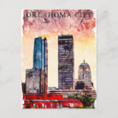 Carte Postale Oklahoma City Aquarelle Peinture Skyline (Devant)