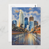 Carte Postale Oklahoma City couleur de l'eau skyline (Devant / Derrière)