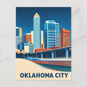 Carte Postale Oklahoma City couleur de l'eau skyline
