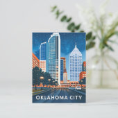 Carte Postale Oklahoma City couleur de l'eau skyline (Debout devant)