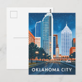 Carte Postale Oklahoma City couleur de l'eau skyline (Devant / Derrière)