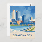 Carte Postale Oklahoma City couleur de l'eau skyline (Devant / Derrière)
