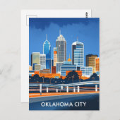 Carte Postale Oklahoma City couleur de l'eau skyline (Devant / Derrière)
