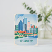 Carte Postale Oklahoma City couleur de l'eau skyline (Debout devant)